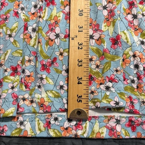 J Jill women’s size XL Blue Floral Jersey Short Sleeve Layered Dress pockets - Picture 5 of 11